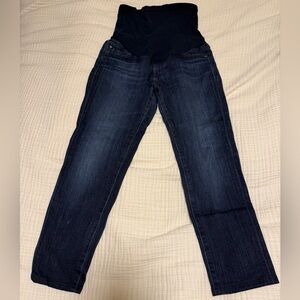 AG Adriano Goldschmied Dark Blue Women's Skinny Maternity Jeans, cropped